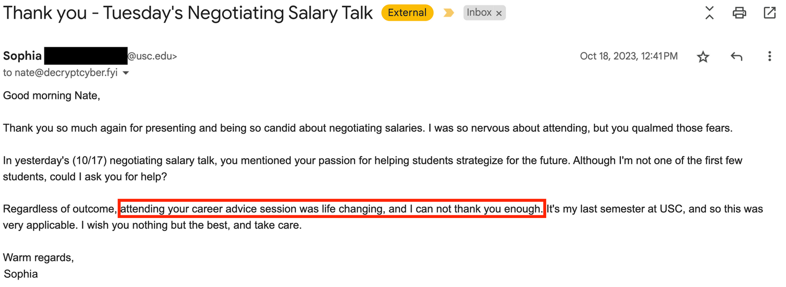 One of my favorite emails